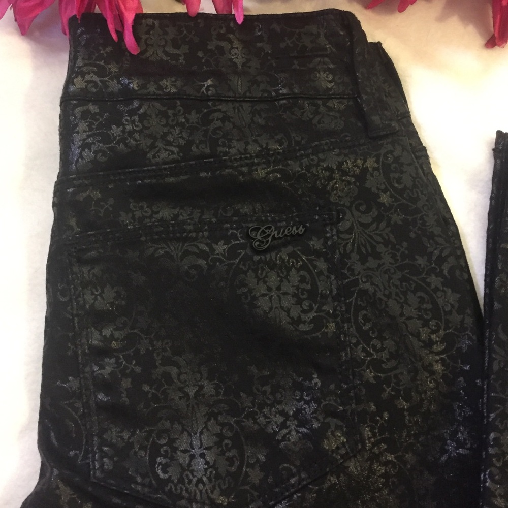 Black Foil with Design Skinny Jeggings - Picture 2 of 15